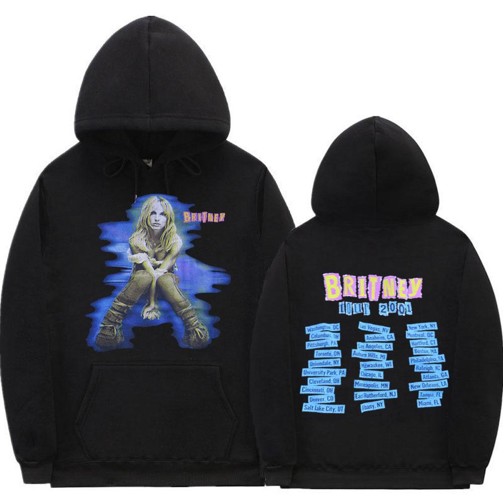 

Толстовка с капюшоном Britney Spears The Britney Tour 2001, женские винтажные повседневные толстовки унисекс в стиле Харадзюку, большие толстовки с длинными рукавами