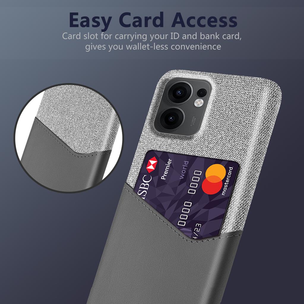 Für Oppo Reno13 F 5G (Reno 13 FS 5G)/4G Hülle PU-Leder Stoffstruktur Harte PC-Handyhülle mit Kartenhalter