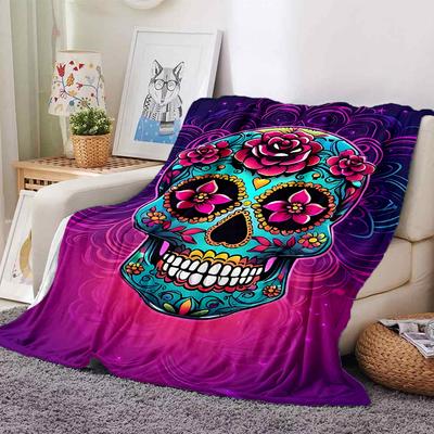 1pc Sugar Skull Throw Blanket Soft Flannel, Cozy All Season Polyester Perfect for Home, Office