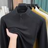 2026 Mens Casual Stand Collar Solid Color Long Sleeve Sweatshirt Versatile Trendy Top