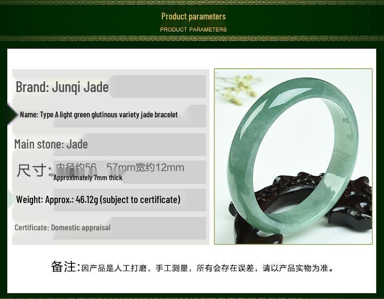 Burmese Jadeite Jade Women's Bracelet - Grade A Light Green with Certificate