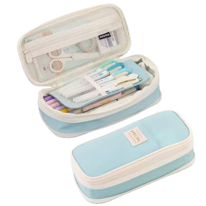 Student Art Style Large Capacity Multi-functional Solid Color Pencil Case