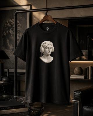 Classical Statue Unisex T-Shirt Headphone Art Top, Aesthetic Vintage Sculpture Tee, Modern Artistic Graphic Shirt