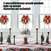 Glowing Plastic Christmas Wreath Ornament Traditional Festival Decors For Home Party Gift Indoor Outdoors Use