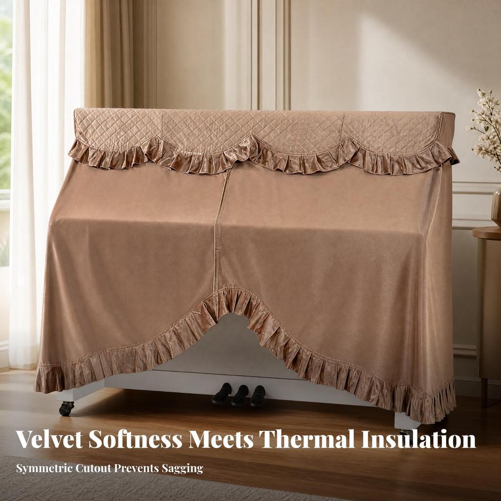 Velvet Piano Cover Dust-Shield for Home Music Rooms, Living Rooms