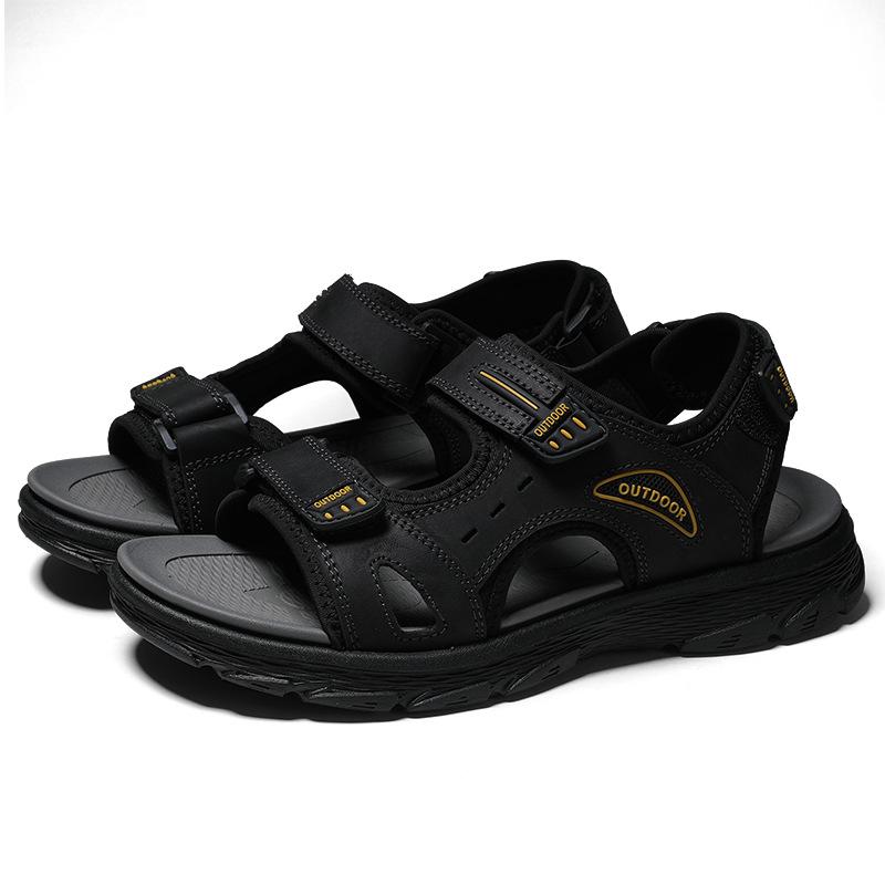 

Summer Baotou breathable casual outdoor high-end cowhide slippers 38 чёрный