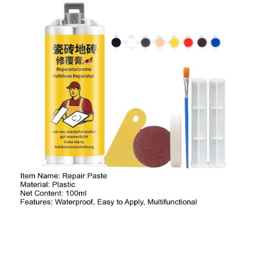 100ML Multifunctional Tile Repair Cream Quartz Countertop Marble Granite Ceramic Glaze Surface Cracked Tile Chipped Edges Corners Holes Repair Paste