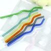 High Glass Wavy Straws Reusable Colorful Straws for Juice Tea Coffee Eco-Friendly High Temp Resistant BPA-free Glass Twist Transparent Straw