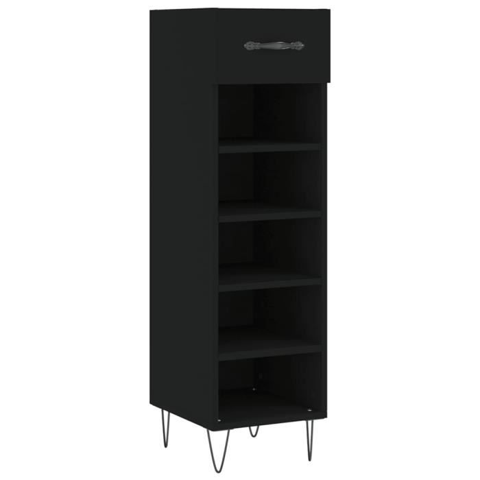 VidaXL Armoire à chaussures noir 30x35x105 cm bois d'ingénierie 829669