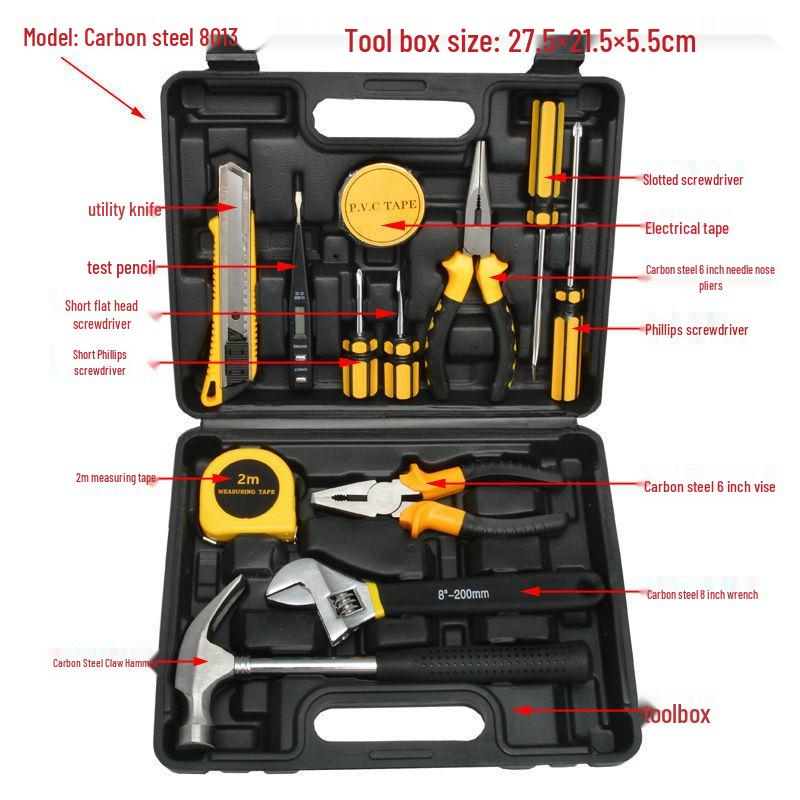 Toolbox Set: 8, 9, 12, 13, 16 Piece Household & Car-Mounted Repair Kit