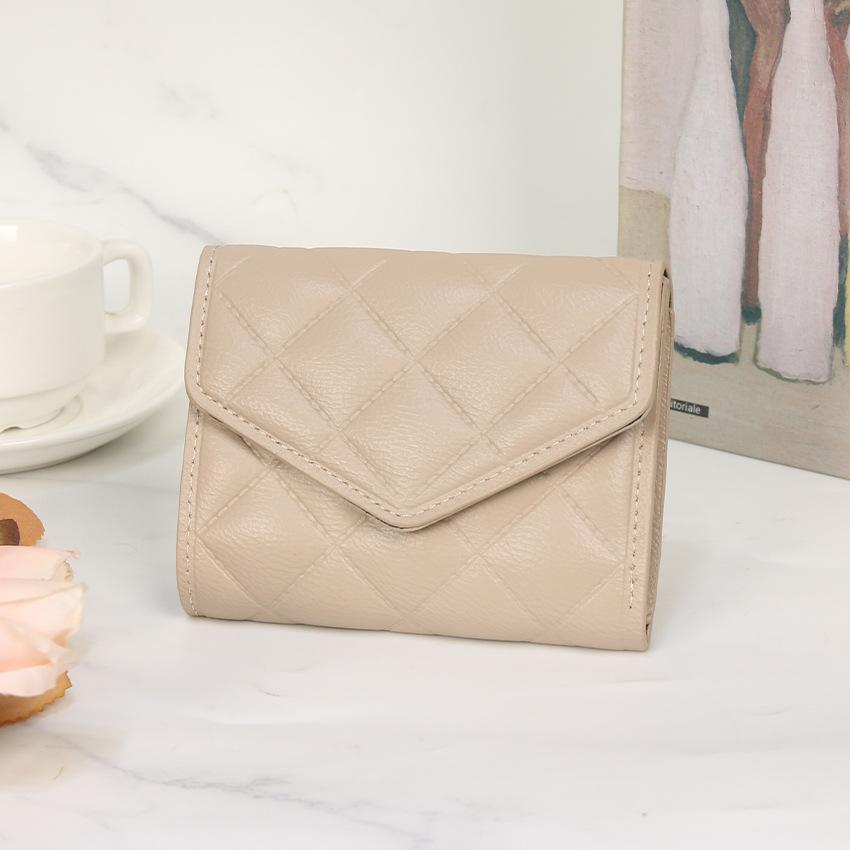 Simple student short wallet wallet niche diamond design multi-card women's small square bag change bag
