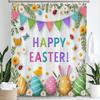 Cute Bunny Shower Curtain, Egg Happy Easter Floral Spring Bathroom Curtain, Modern Decorative Fabric Home Curtain With Hooks