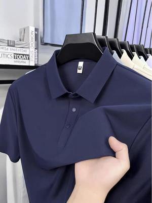 Men's Summer 2026 Seamless Lapel Polo: Mid-aged Casual Solid Color Short Sleeve T-shirt