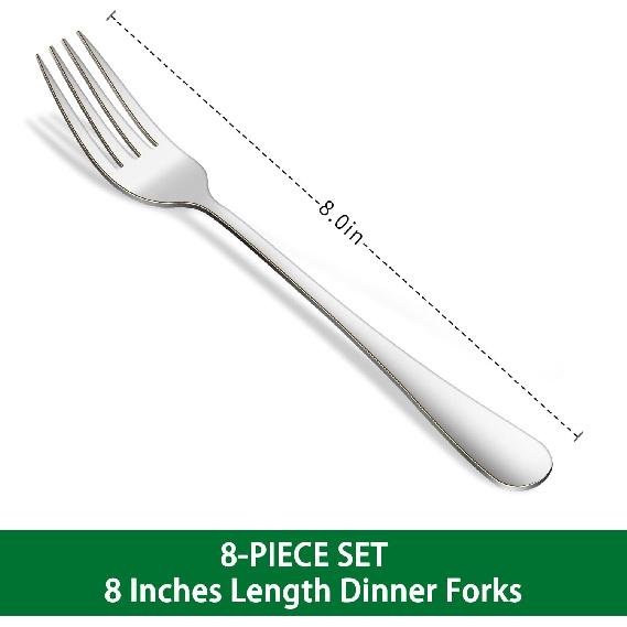 Dinner Forks,8-Piece 8 Inches Stainless Steel Table Fork,Dishwasher Safe Flatware Forks,Food Grade Mirror Polishing Silverware Main Fork For