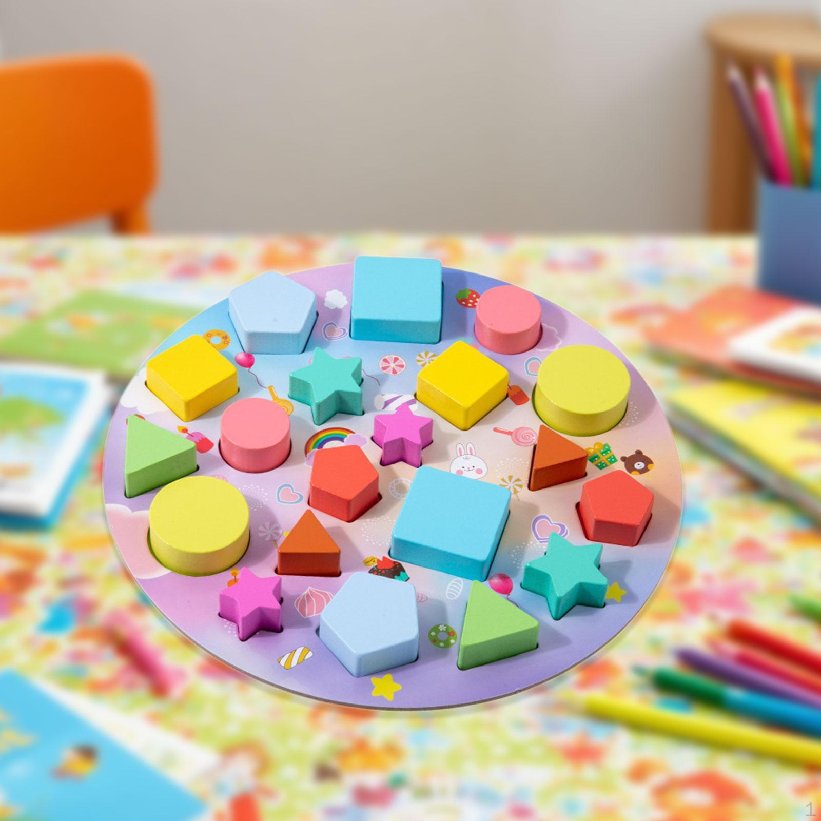 Shape Sorting Puzzle Matching Blocks Early Learning Toy Wooden Educational Toys for