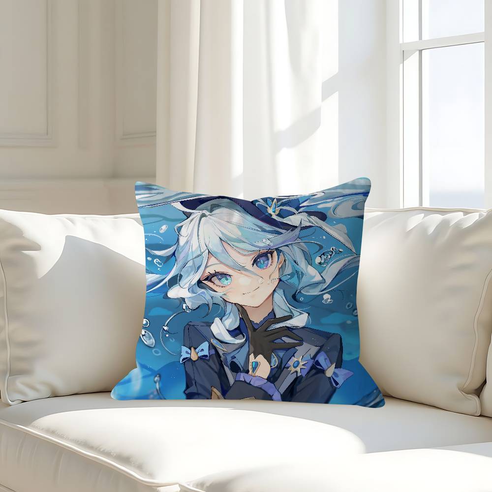 Genshin Impact Furina Kissenbezug Abnehmbarer Waschbarer Kissenbezug – Ganzjahresweiches Leinen
