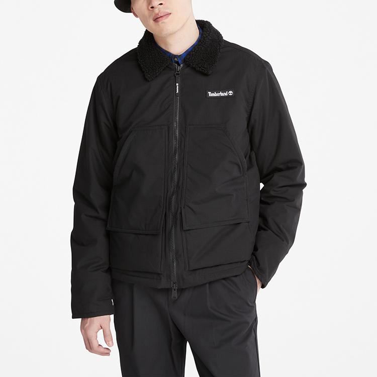Timberland Lässige Warme Leichte Gesteppte Fleece Uni Wasserabweisende Jacke Herrenjacken Schwarz A5VD5-001
