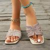 Women's Rhinestone Slippers  Summer Outdoor  Non-Slip Beach Shoes Comfortable Flat Square Heel Women's Sandals