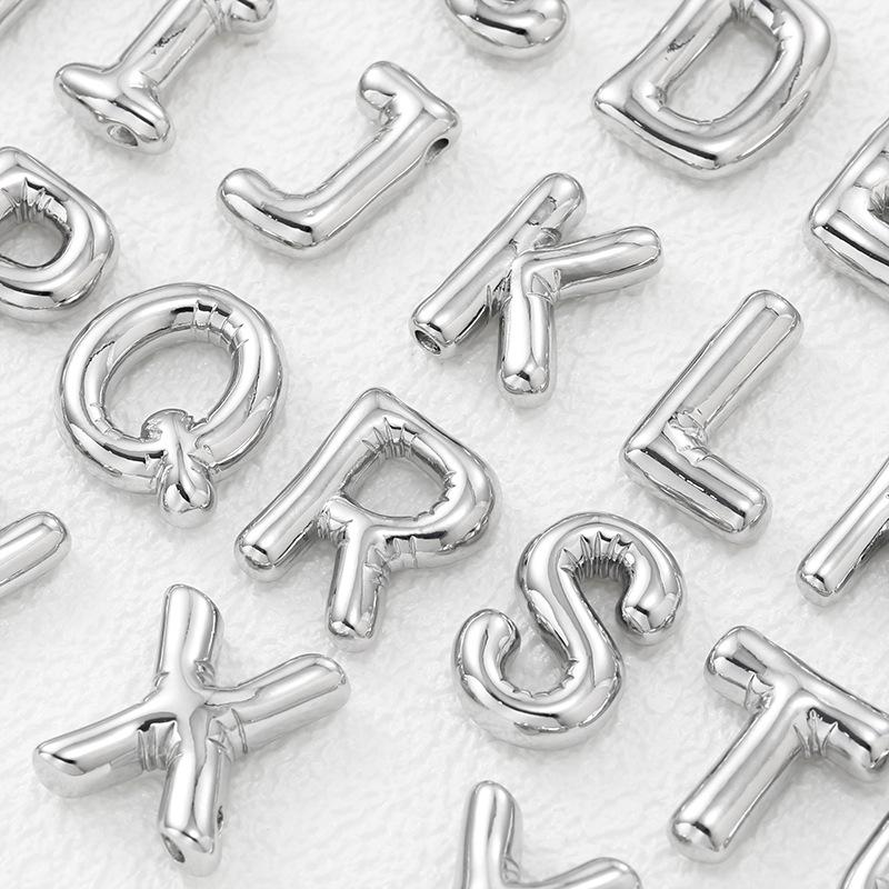 Smooth Chunky Bubble Initial letter Pendant Necklace Women Personality Jewelry Gold Balloon 26 Letter Necklaces
