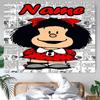 Personalized Mafalda Background Tapestry,Custom Name Birthday Party,Multifunctional Wall Decoration for Home Decor,Various Occasions