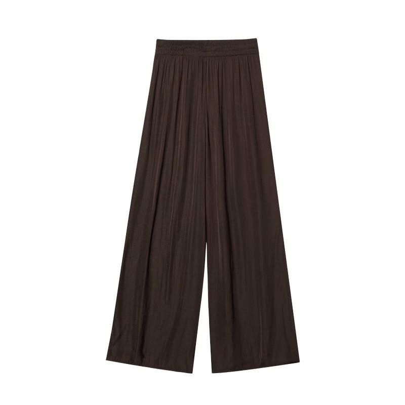 Pantaloni Dritti a Vita Alta Larghi da Donna con Elastico in Vita Vestibilità Comoda 2026