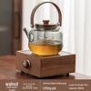 Chaxun Electric Ceramic Stove with Walnut Wood Base and Glass Teapot