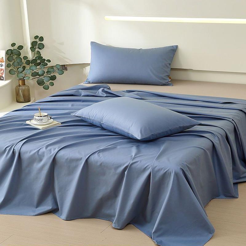 Bequemes 100% Baumwoll-Bettlaken für Schlafzimmer Einzel-Doppelbett Große Größe Einfarbige Bettdecke