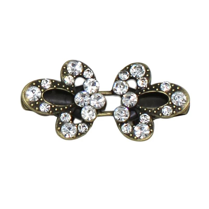 1 Pair Shiny Alloy Cardigan Collar Clips Holder Women Decor Crystal Cape Cloak Clasps Fasteners Buckle Brooch Clip