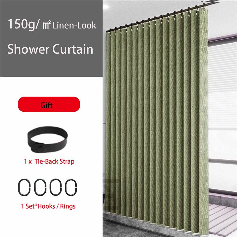 Skládací sprchový závěs se vzhledem lnu - Vodotěsná zástěna do koupelny bez otvorů pro vanu/sprchu, snadná instalace, zástěna pro soukromí