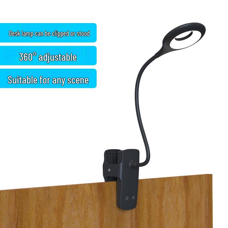 Clip-on Desk Lamp with Long Battery Life, Eye Protection, Dual Charging Options, and Bedside Use