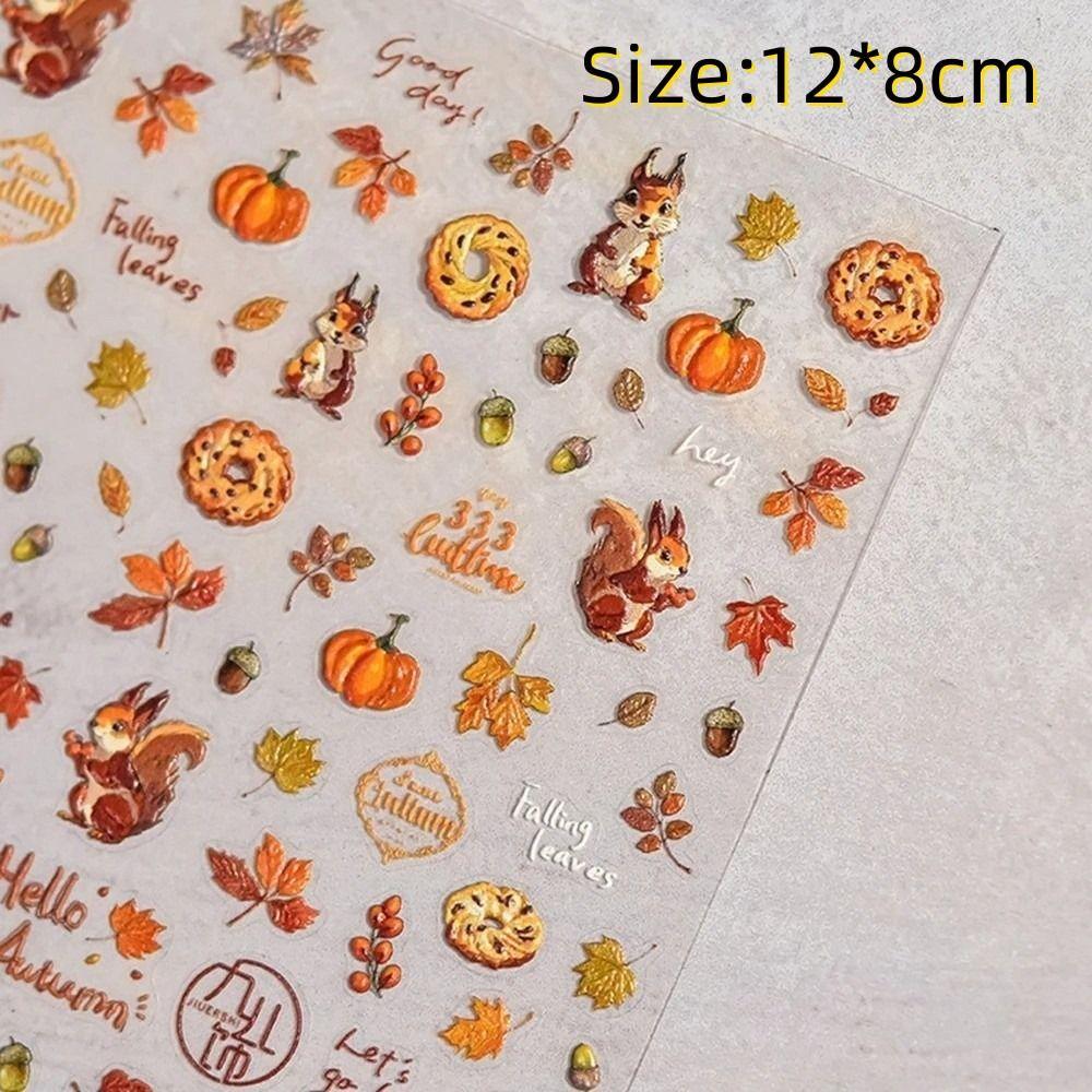 Self-Adhesive Nail Art Stickers Waterproof 5D Embossed Design New Fall Design Stickers
