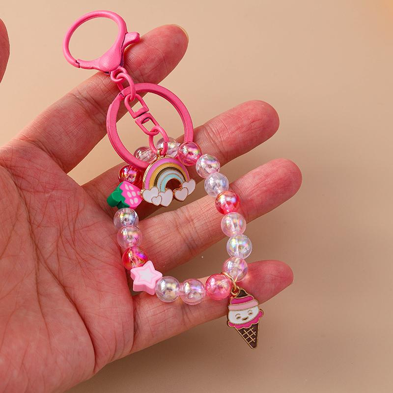 Süßes Kristallperlen Armband Schlüsselanhänger Lebensmittel Schlüsselanhänger für Damen Mädchen Handtaschen Anhänger DIY Handgemachter Schmuck Geschenk