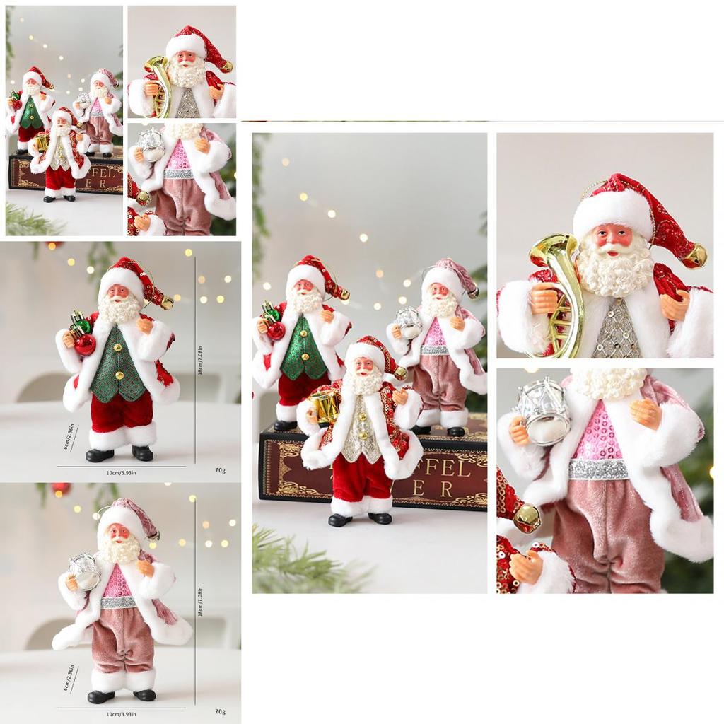 Cute Santa Claus Ornament With Musical Instruments Christmas Decoration Props For Holiday Windows And Mantel Decorations