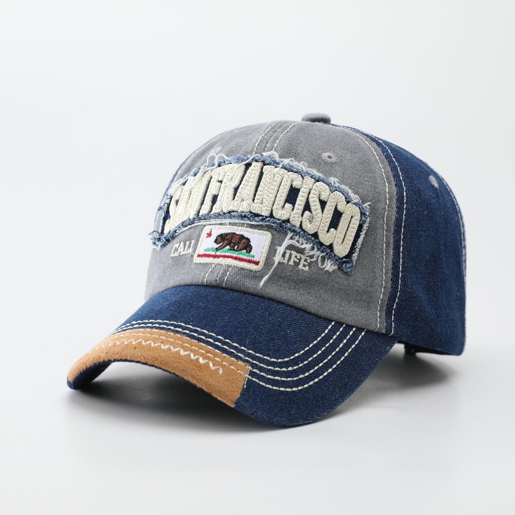 Letter big head circumference baseball cap women's sunshade cap men's soft top sunscreen hat wide brim showing face small hat