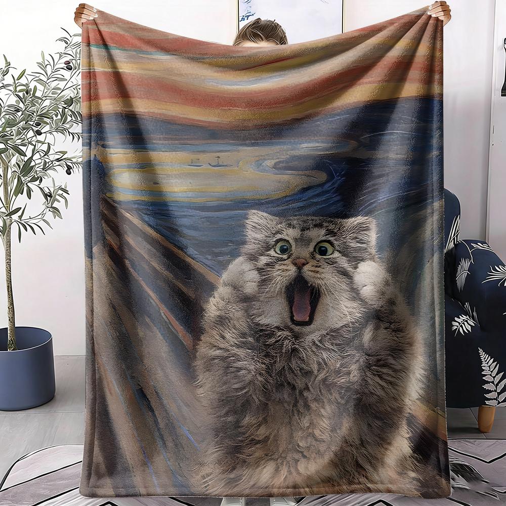 The Scream Painting Throw Soft Flannel AC Blanket Lightweight Summer Nap Throw Cozy Blanket for Sofa Bed Travel Home