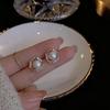 Japan and Korea Hollow Woven Pearl Stud Earrings New Light Luxury Geometric Earrings Design Femininity Earrings