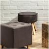 Les Trésors De Lily [A2266] - Gray 'Scarlett' Wooden Stool (linen) - 36x36x36cm