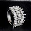 Huitan Fashion Women Rings Luxury Paved Sparkling Cubic Zirconia Zinc Alloy Color Crystal Rings Modern Bridal Wedding Trendy Zircon