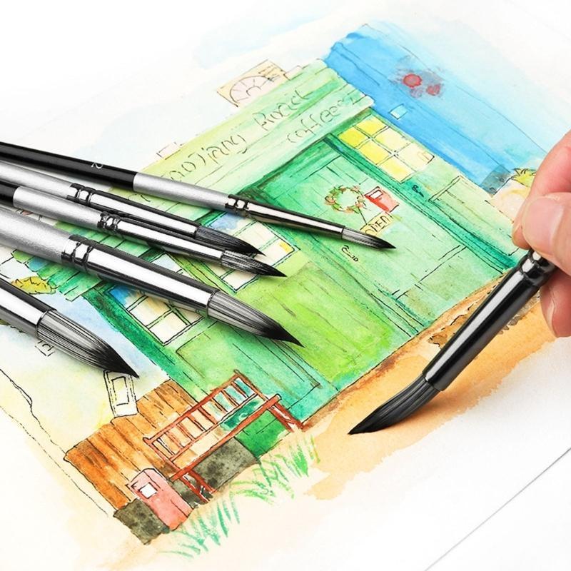 W89C 6Pcs Paintbrush Artists Paint Brush for Acrylic Watercolor Gouache Painting