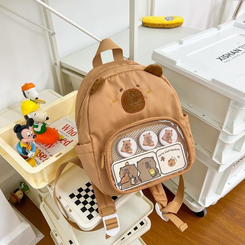 Plush Backpack Capybara And Canvas Style Give Away Badges Suitable Daily For