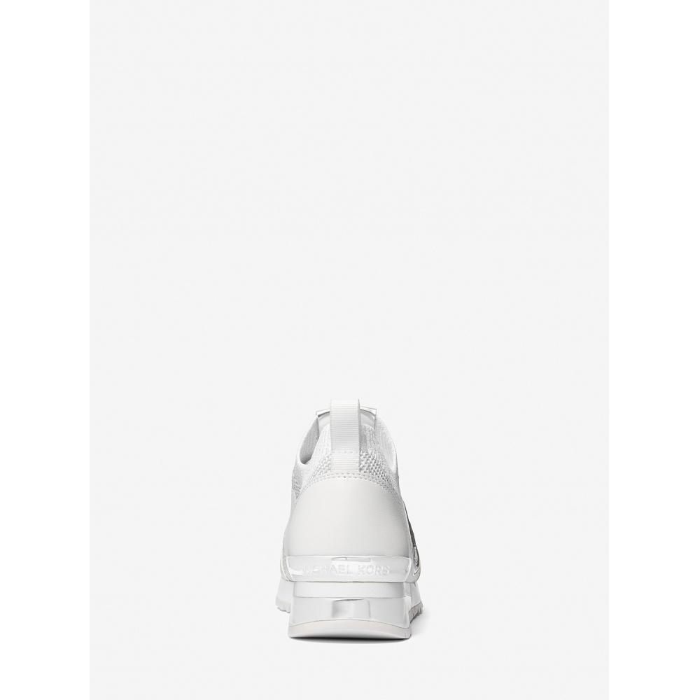 Michael Kors Metallic Stretch Knit Sneakers 49h3jnfs3d40 Silver