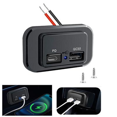 PD QC3.0 Car Charger Socket Quick Charge 12V/24V Dual USB Power Adapter Outlet LED Light For Truck Camper Caravan Accessories Motorcycle
