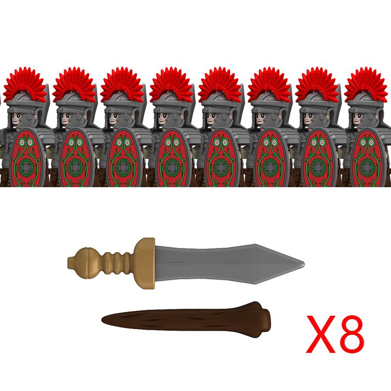 Middle Roman Series Building Blocks Castle Medieval Military Knight Soldier Figures Legion Army Warrior Shield Bricks Toys Gifts