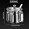 Kitchen Storage Bottle Ghee Container 500ml Stainless Steel Canister Ghee Pot With Lid&Spoon For Tea Sugar Salt Oil Seasoning