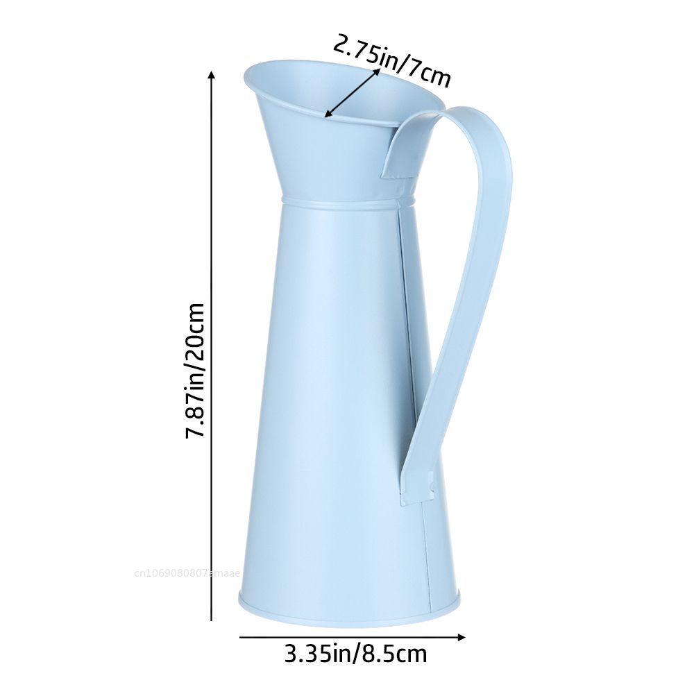 Flower Vase Tin Pitcher Jug Metal Wedding Garden Decoration Beautiful Retro Jug In Vintage Iron Flower Pot Dried Flower Holder