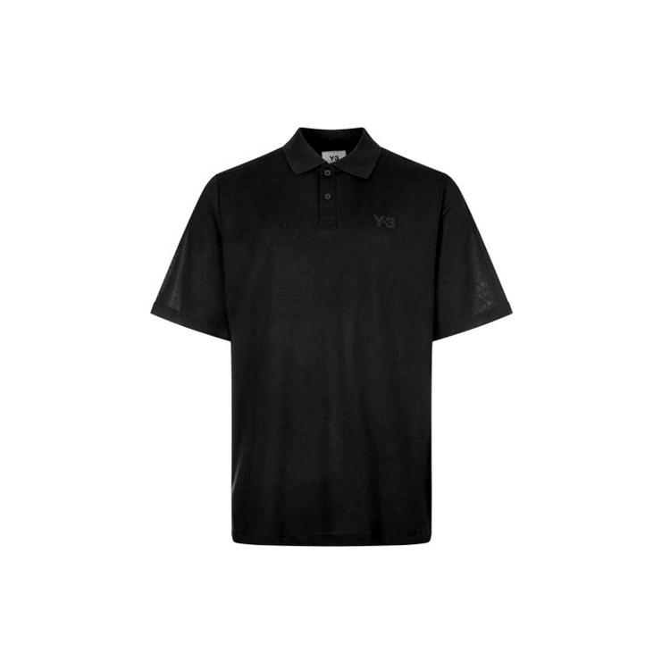 Y 3 Polo Shirts Men's Black Polo Collar Moderate Straight Fit FN3355