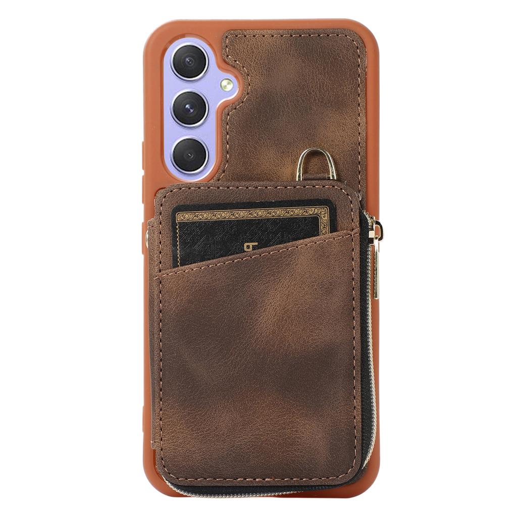 Card Holder Pocket Case for Samsung Galaxy A54 5G PU Leather Coated TPU Kickstand Phone Cover Shell