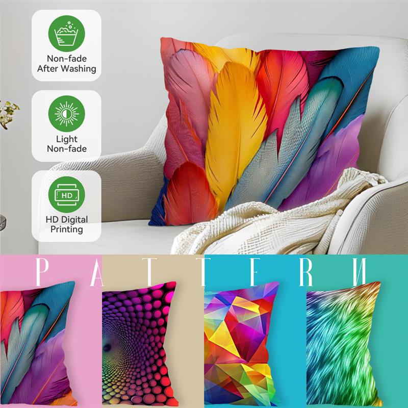 Colored Pattern Cushions Pillowcase Printed Polyester 45X45Cm Throw Pillow Cover Decorative Sofa Cushion Pillowslip Home Decor