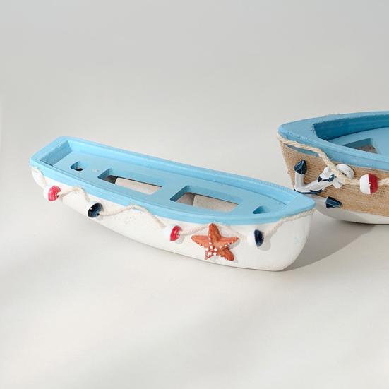 Modellino di Barca in Legno Oceanica Fatto a Mano Stile Spiaggia Rustica Statuetta Canoa Ornamento da Tavolo a Tema Nautico per Soggiorno Camera da Letto
