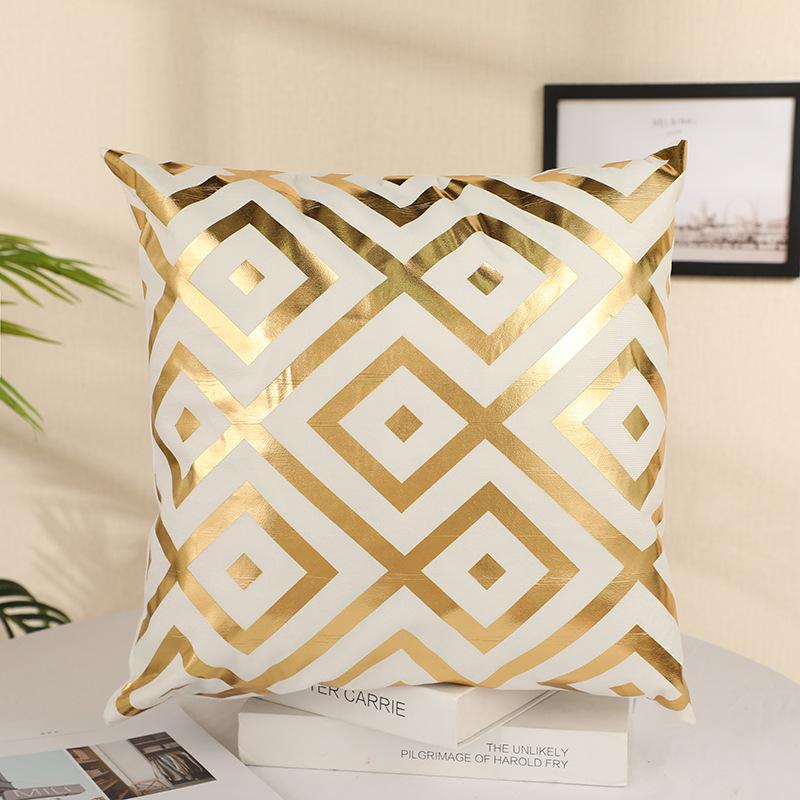 

Ins Nordic Square Short Plush Hot Stamping Pillow Case Sofa Bedroom Cushion Car Office Lumbar Pillow Soft 45 * 45cm